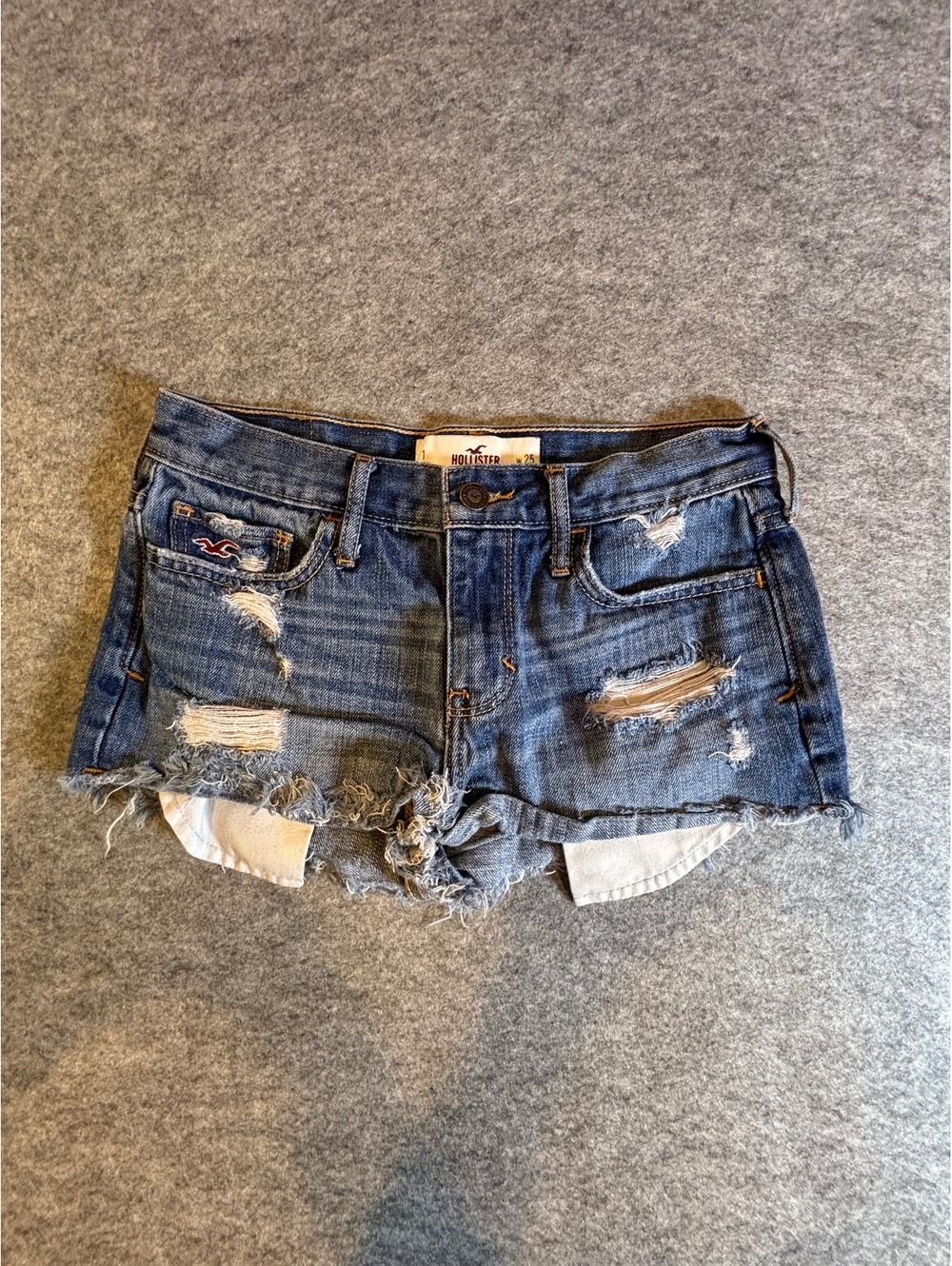Y2K Vintage Hollister Women's Distressed Denim Cutoff Shorts Size 25